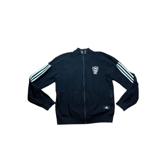 adidas NC State Wolfpack Track Jacket Mens Size Medium Black Prime Knit Zip-Up - Picture 1 of 8